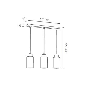 Hanglamp aan een koord BOSCO 3xE27/60W/230V - FSC-gecertificeerd