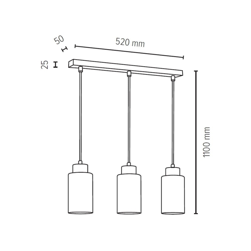 Hanglamp aan koord BOSCO 3xE27/60W/230V - FSC-gecertificeerd