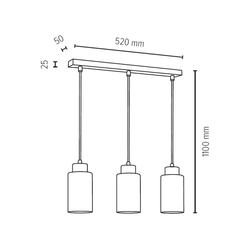 Hanglamp aan koord BOSCO 3xE27/60W/230V - FSC-gecertificeerd