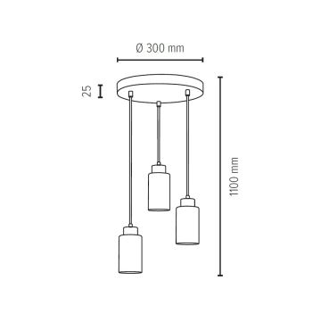 Hanglamp aan koord BOSCO 3xE27/60W/230V - FSC-gecertificeerd