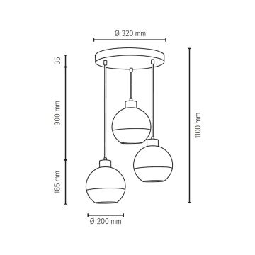 Hanglamp aan koord FRESH 3xE27/60W/230V - FSC-gecertificeerd