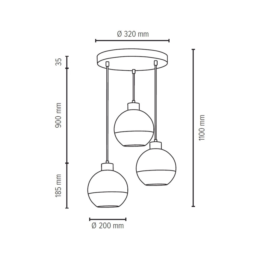 Hanglamp aan koord FRESH 3xE27/60W/230V - FSC-gecertificeerd