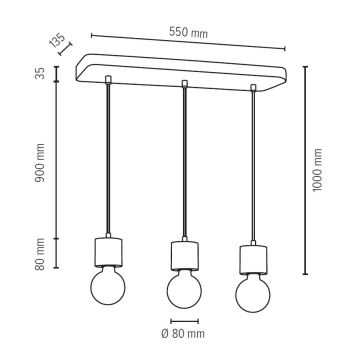 Hanglamp aan koord STRONG 3xE27/60W/230V - FSC-gecertificeerd