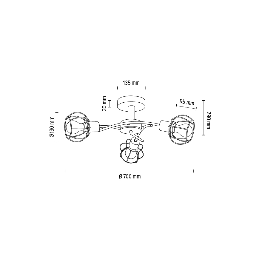 Hanglamp voor Oppervlak Montage VIVIANE 3xE27/60W/230V eiken - FSC-gecertificeerd