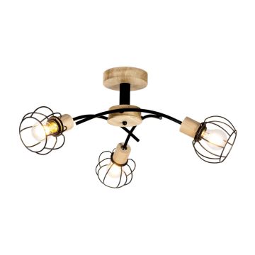 Lustre monté en surface VIVIANE 3xE27/60W/230V chêne - certifié FSC