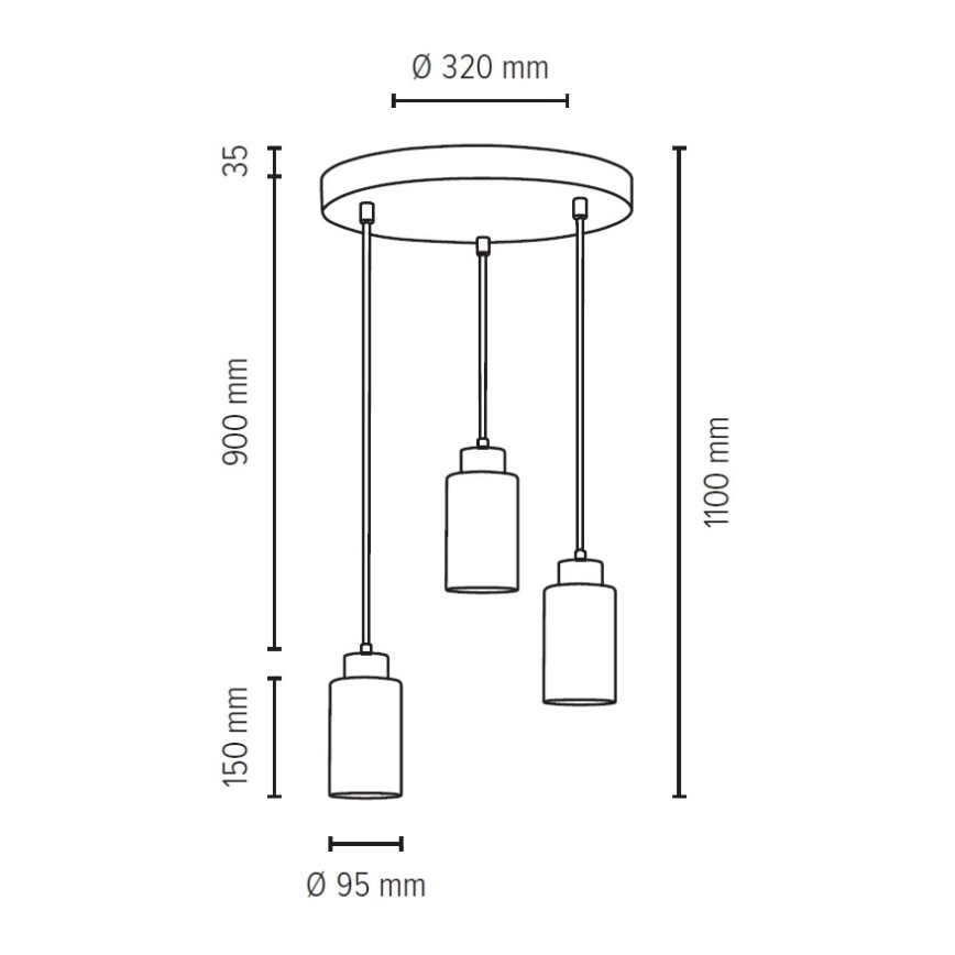 Hanglamp aan koord KARLA 3xE27/60W/230V beton - FSC-gecertificeerd