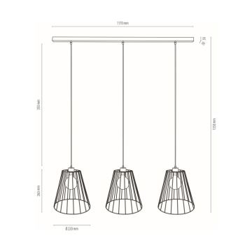 Hanglamp aan een koord ORAZIO 3xE27/60W/230V eiken - FSC-gecertificeerd