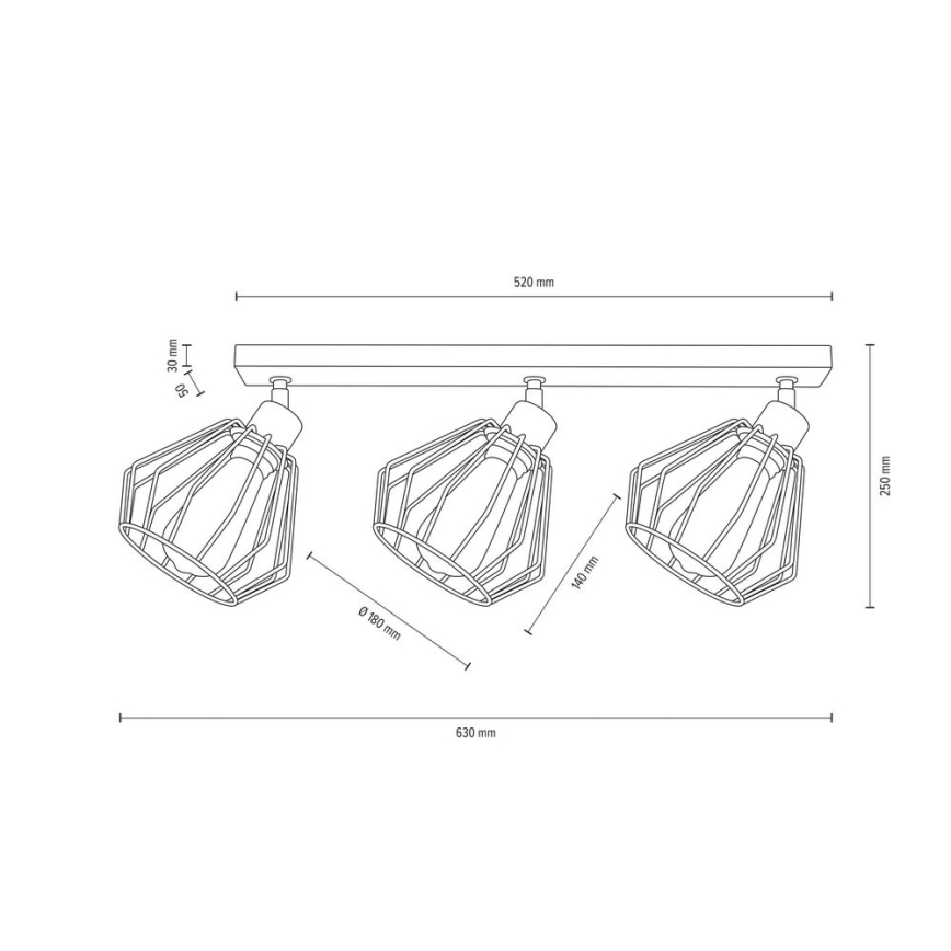 Spot de plafond VENTI 3xE27/15W/230V chêne - certifié FSC