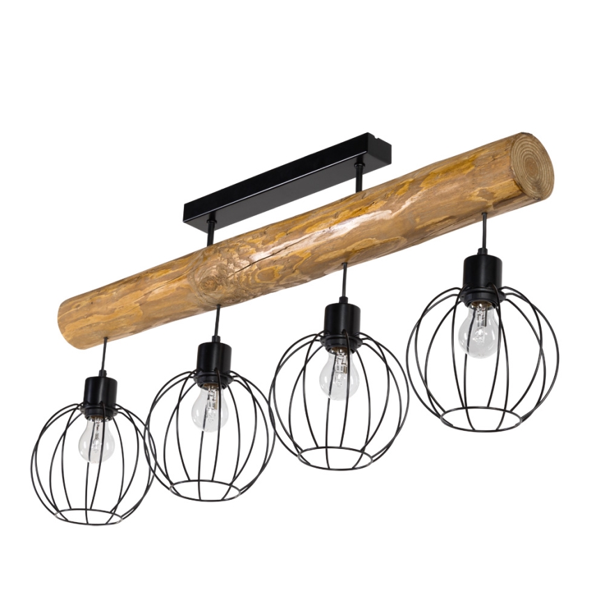 Hanglamp voor Oppervlak Montage BERIS 4xE27/25W/230V grenen - FSC-gecertificeerd