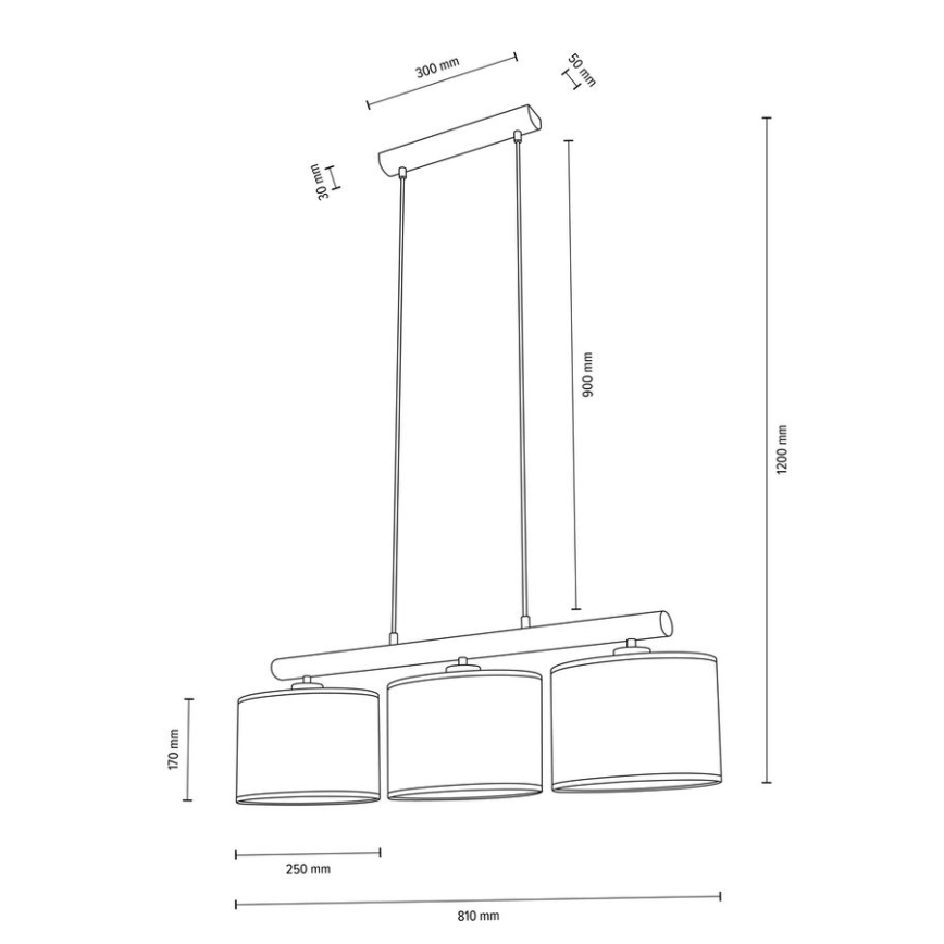 Suspension filaire MERCEDES 3xE27/40W/230V blanc/chêne – FSC certifié