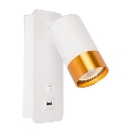 Spot mural avec chargeur USB 1xGU10/35W/230V blanc/or