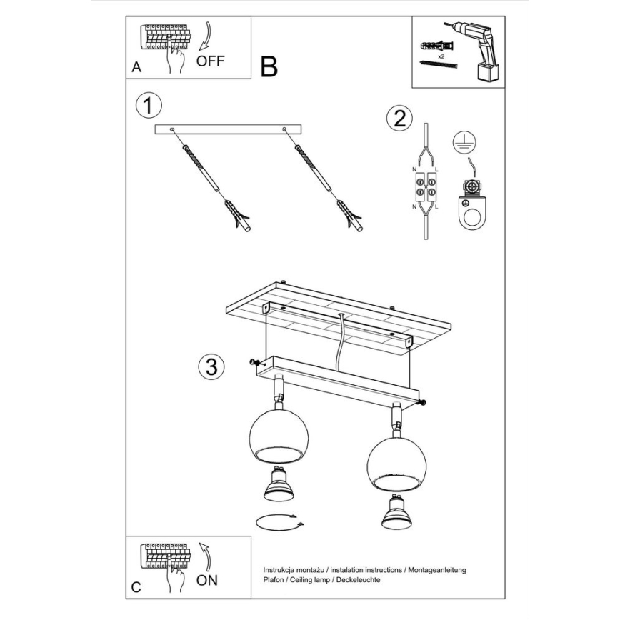 Spot plafond OCULARE 2xGU10/40W/230V