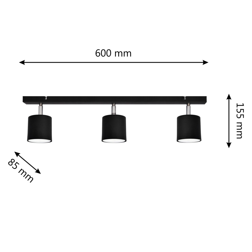 Spot PUNTA 3xGX53/10W/230V zwart