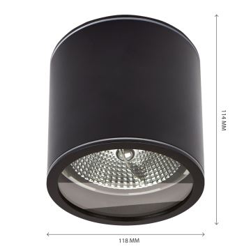 Spot salle de bain CHLOE AR111 1xGU10/15W/230V IP44 arrondi noir