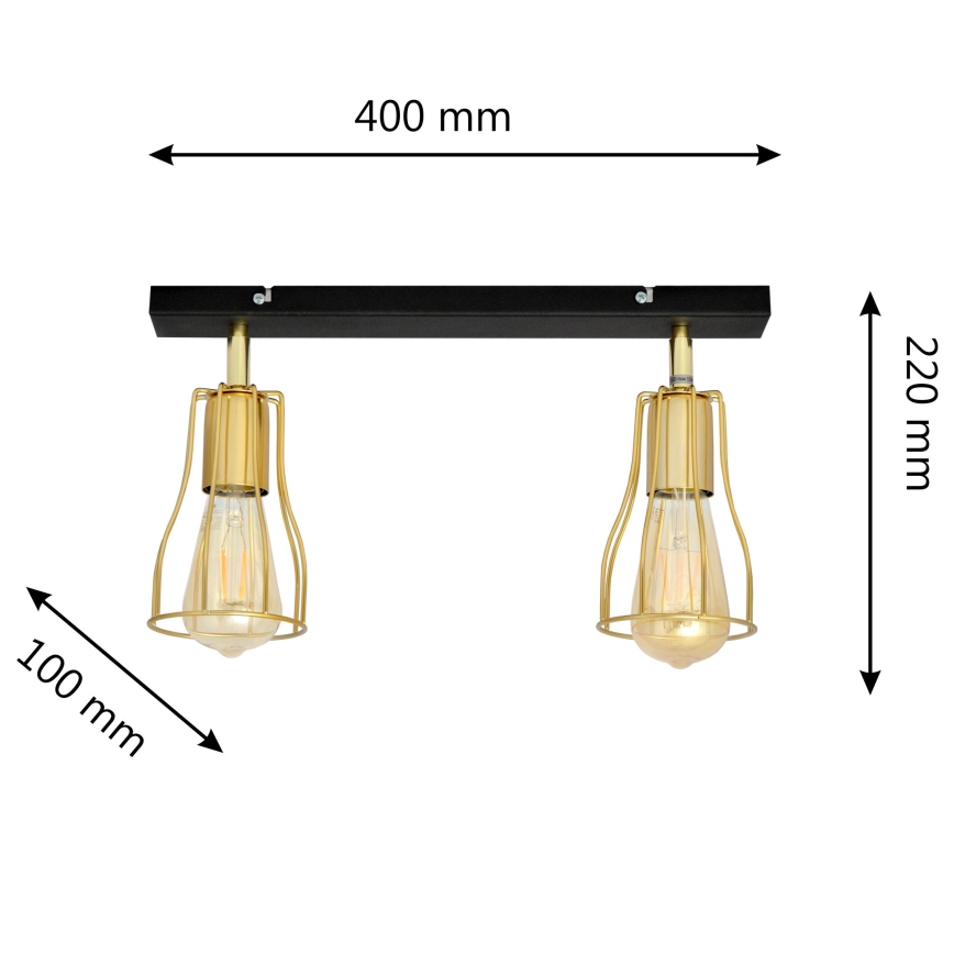 Spot  TUBE 2xE27/60W/230V goud/zwart