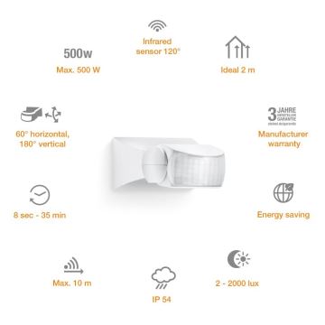 STEINEL 600310 - Infrarood bewegingsmelder buiten IS-1 wit IP54