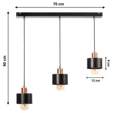 Suspension avec fil BODO 3xE27/60W/230V