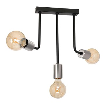 Suspension avec tige CANDELA 3xE27/15W/230V noir/chrome