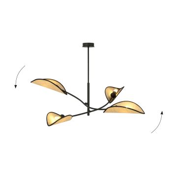 Suspension-barre LOTUS 4xE14/10W/230V noir/beige