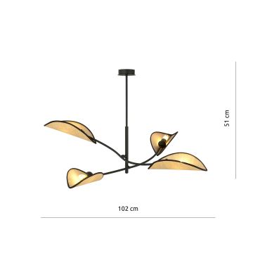 Suspension-barre LOTUS 4xE14/10W/230V noir/beige