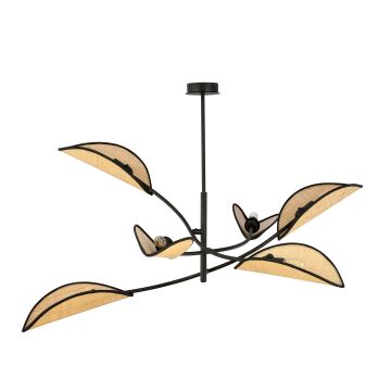 Suspension-barre LOTUS 6xE14/10W/230V noir/beige