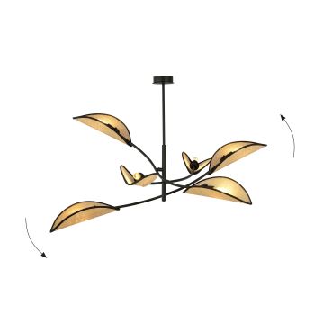 Suspension-barre LOTUS 6xE14/10W/230V noir/beige