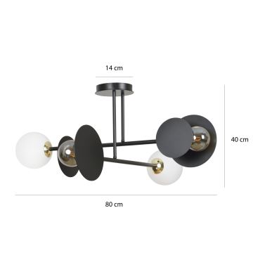 Suspension-barre MINERVA 2xE27/15W + 2xE14/10W/230V noir