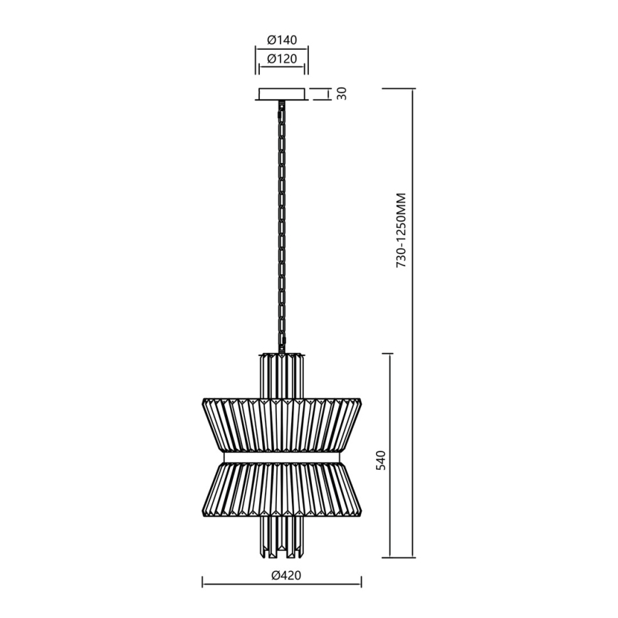 Suspension chaîne AURELIA 8xE14/40W/230V doré