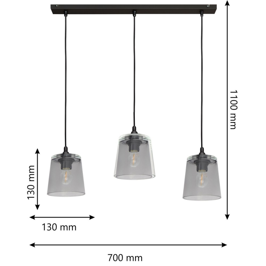 Suspension fil LUCEA 3xE27/60W/230V