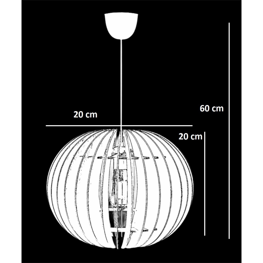 Suspension filaire 1xE27/60W/230V noir d. 20 cm