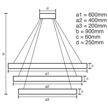 Suspension filaire à intensité variable LED/165W/230V 3000-6500K + télécommande