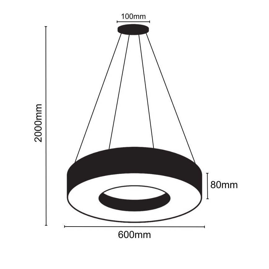 Suspension filaire à intensité variable LED/45W/230V 3000-6500K noir + télécommande