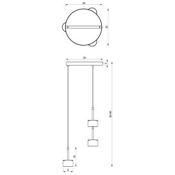 Suspension filaire ARENA 3xGX53/11W/230V noire/dorée