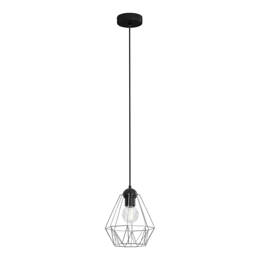 Suspension filaire BERGEN 1xE27/60W/230V noir/chrome brillant