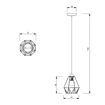 Suspension filaire BERGEN 1xE27/60W/230V noir/chrome brillant