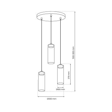 Suspension filaire CLARISSA 3xGX53/12W/230V noir