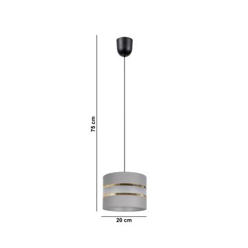 Suspension filaire CORAL 1xE27/60W/230V d. 20 cm gris