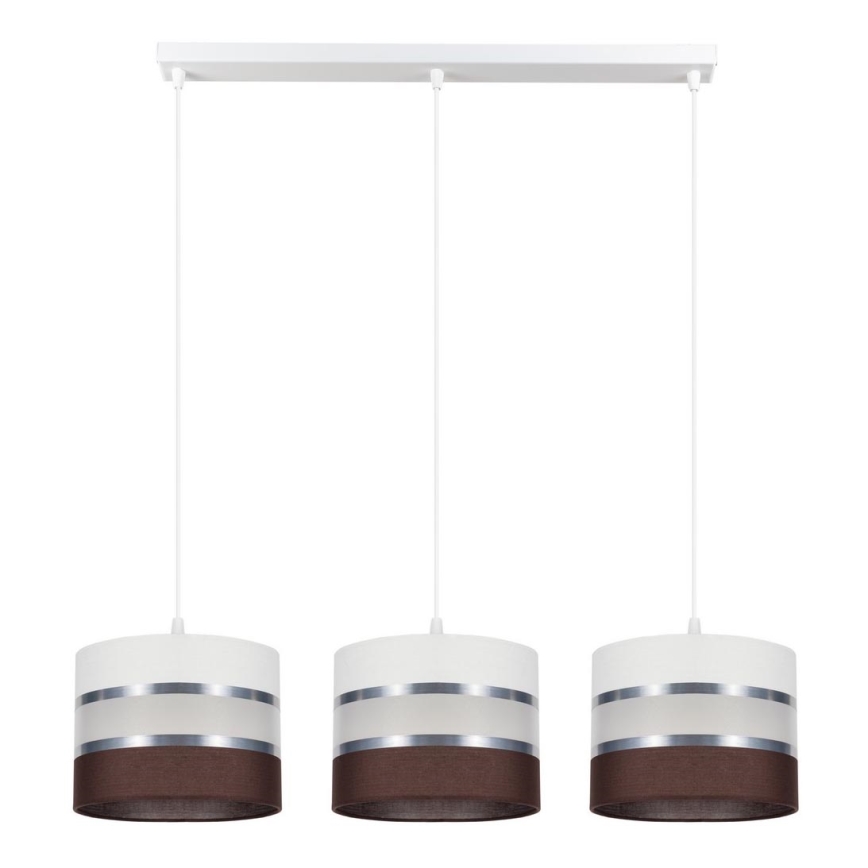 Suspension filaire CORAL 3xE27/60W/230V blanche/marron