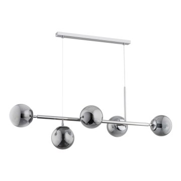 Suspension filaire DANSA 5xE14/40W/230V grise/chrome brillant