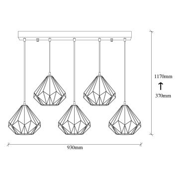 Suspension filaire DIAMOND 5xE27/100W/230V