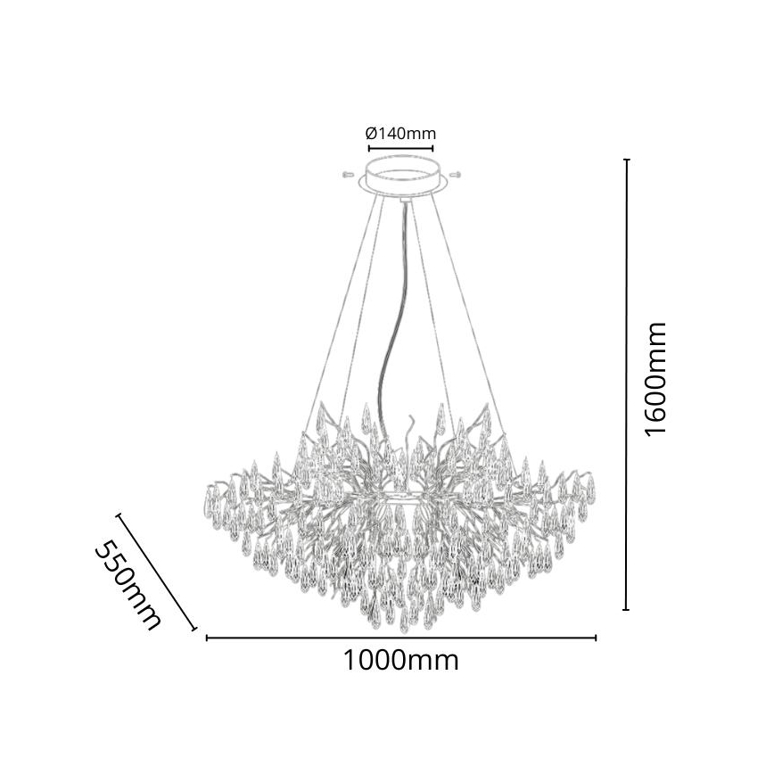 Suspension filaire en cristal 11xG9/40W/230V doré