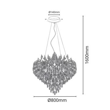 Suspension filaire en cristal 12xG9/40W/230V doré