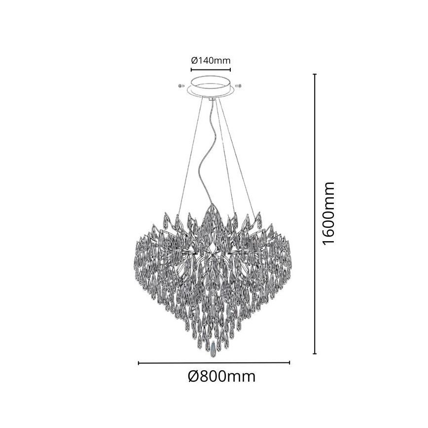 Suspension filaire en cristal 12xG9/40W/230V doré