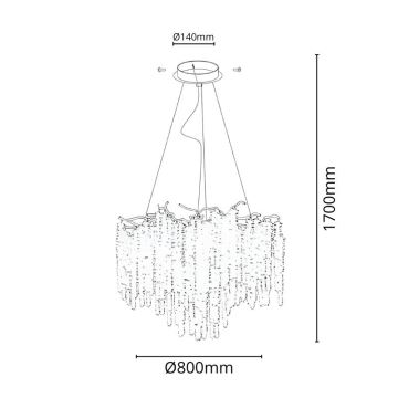 Suspension filaire en cristal 13xG9/40W/230V doré