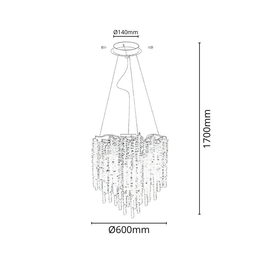 Suspension filaire en cristal 9xG9/40W/230V doré