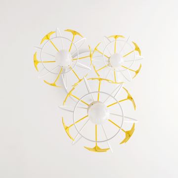 Suspension filaire enfant STARS 3xE27/15W/230V jaune/blanc