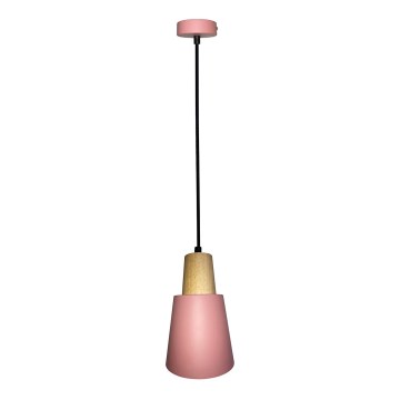 Suspension filaire FARO 1xE27/40W/230V rose/hêtre