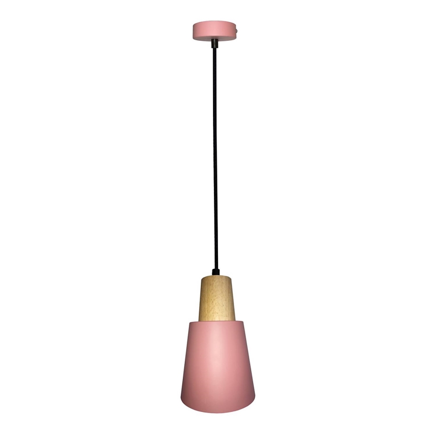 Suspension filaire FARO 1xE27/40W/230V rose/hêtre