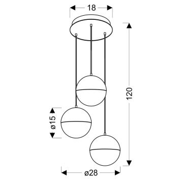 Suspension filaire FURNI 3xLED/5W/230V dorée