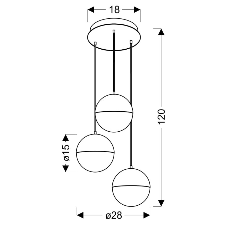 Suspension filaire FURNI 3xLED/5W/230V dorée